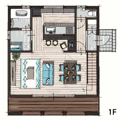 ZERO-CUBE MALIBU間取り1F